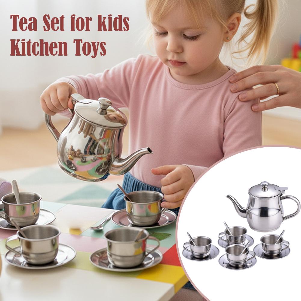 Kids Stainless Steel Tea Set P - Kids Outdoor Kitchen Accessories recension och pris