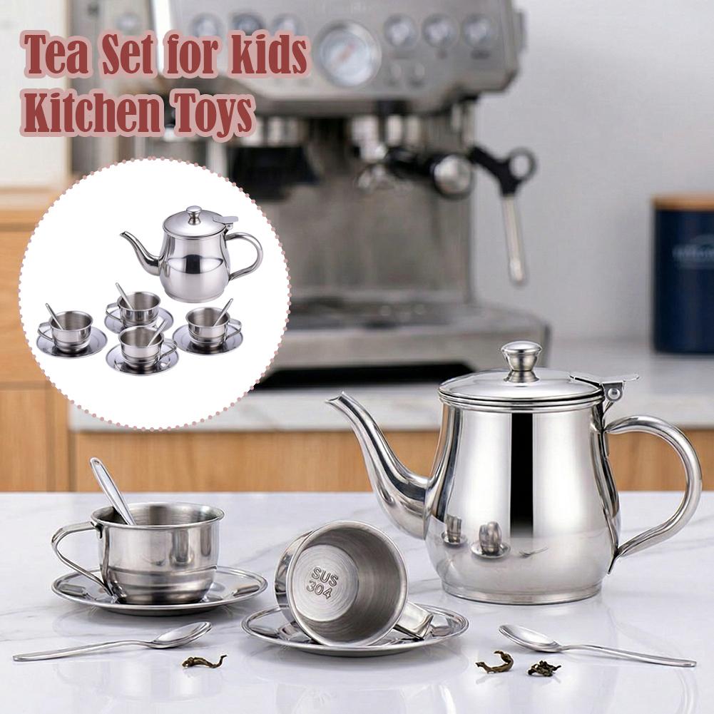 Kids Stainless Steel Tea Set P - Kids Outdoor Kitchen Accessories recension och pris