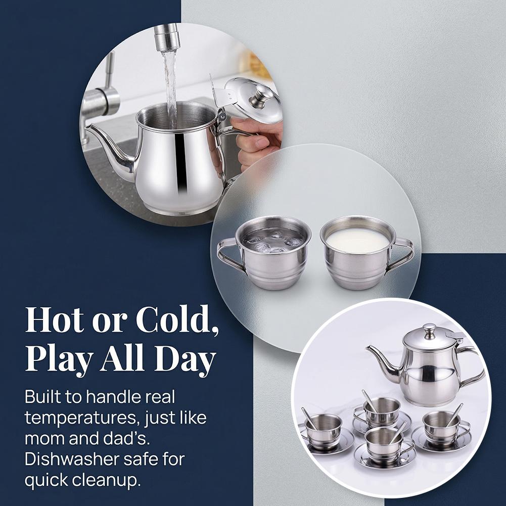 Kids Stainless Steel Tea Set P - Kids Outdoor Kitchen Accessories recension och pris
