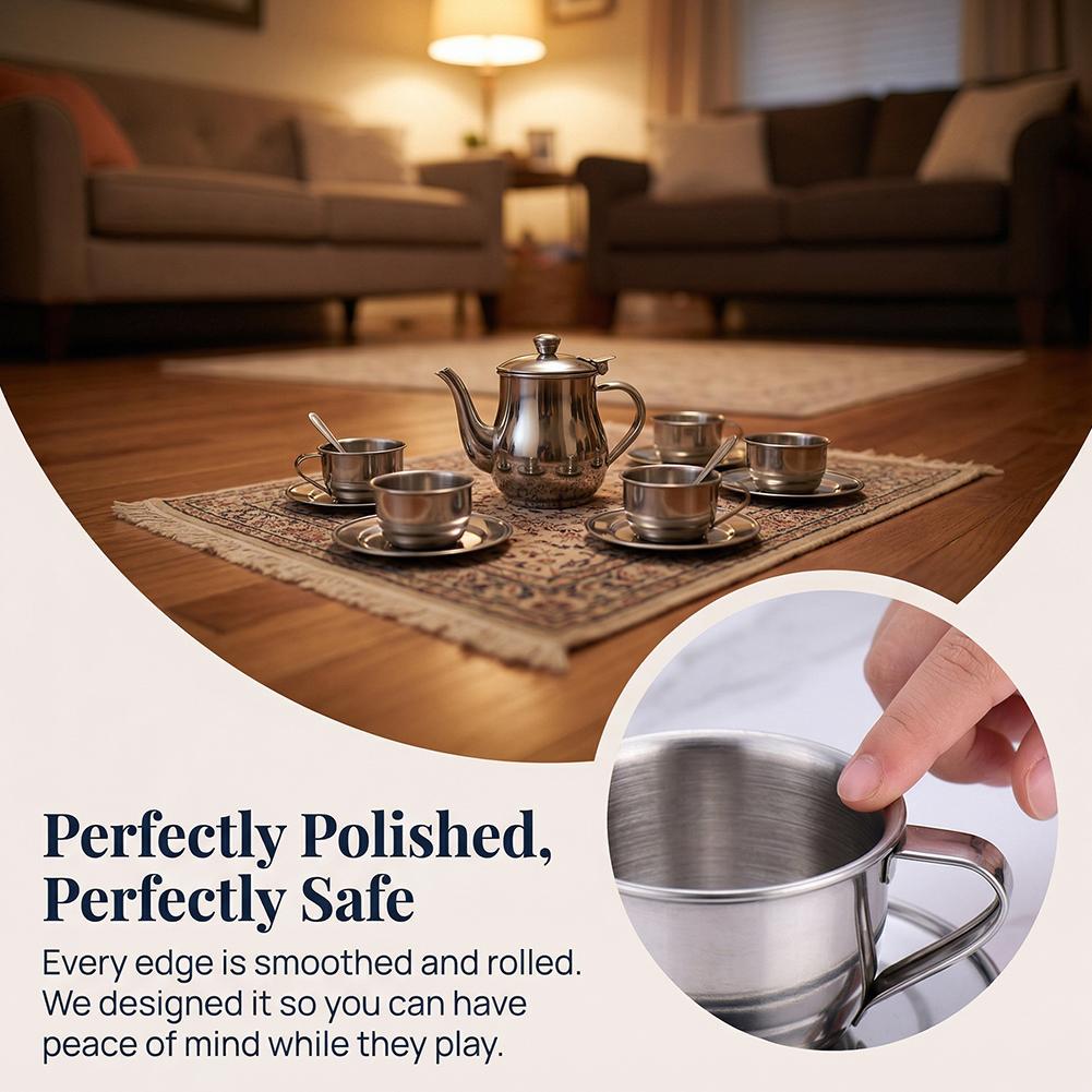 Kids Stainless Steel Tea Set P - Kids Outdoor Kitchen Accessories recension och pris