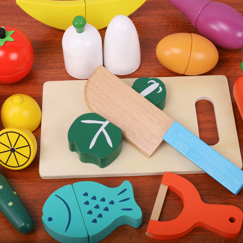 Wooden Fruit Vegetable Cutting - Kids Outdoor Kitchen Accessories recension och pris